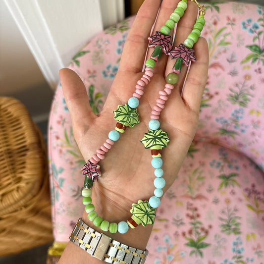 Whimsy palm tree beaded necklace SOLD OUT pre oder ships May 22