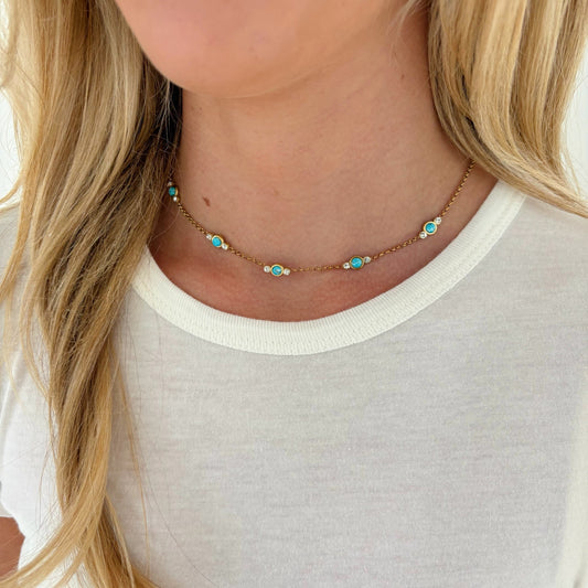 Ophelia turquoise dainty diamond necklace