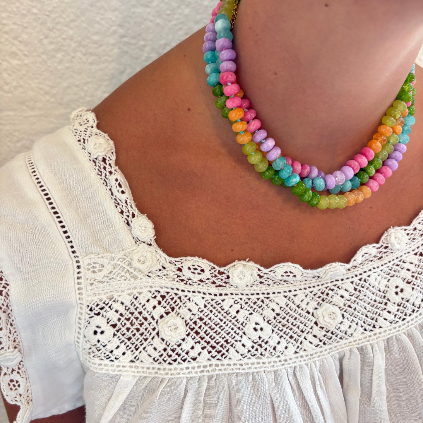 Lolly hand knotted stone necklace