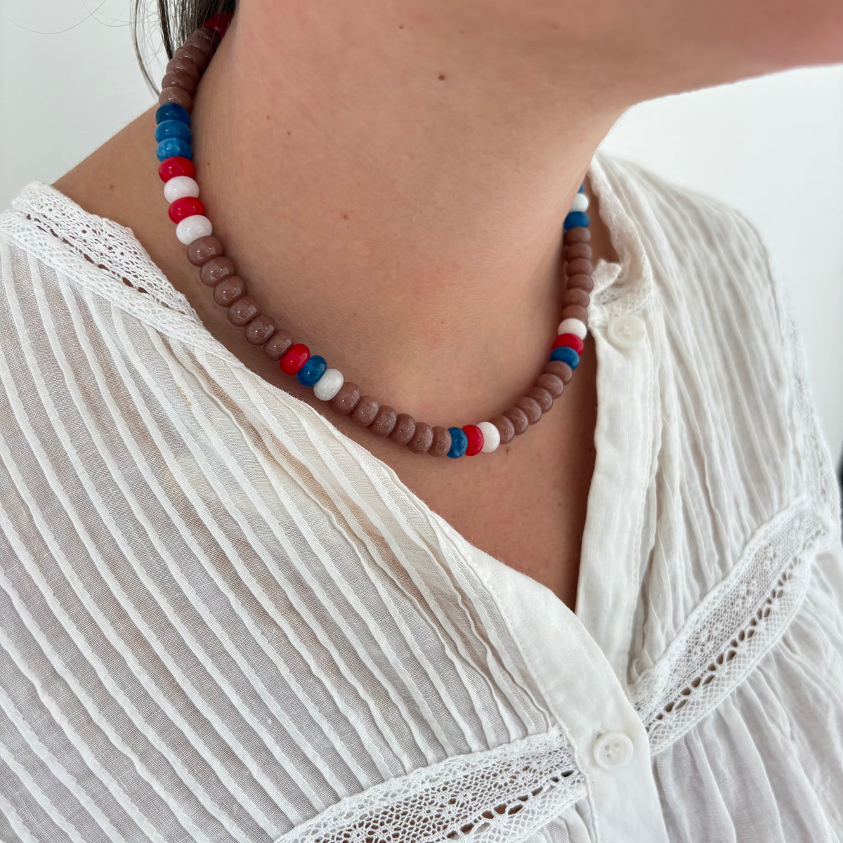 Brown and red stone necklace