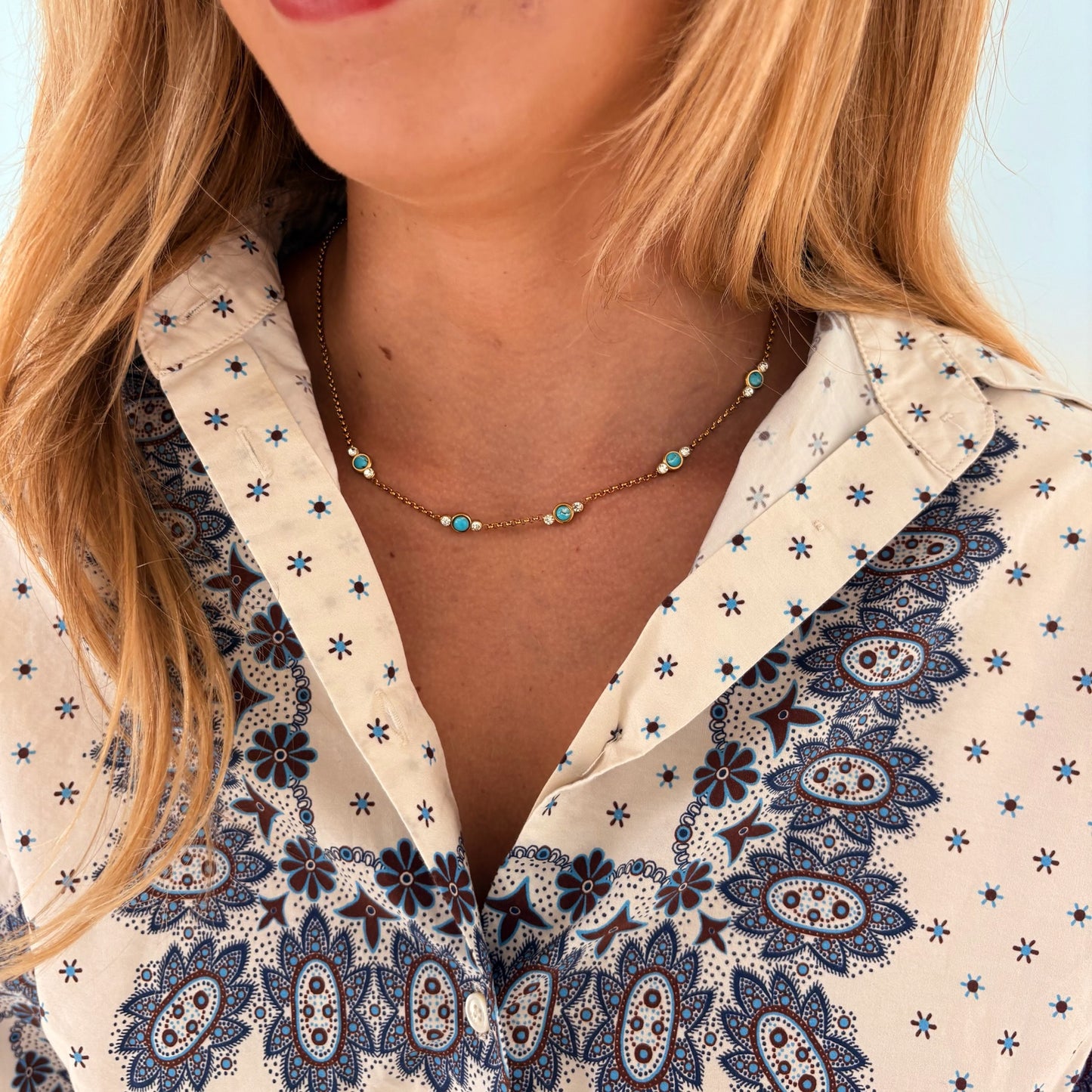Ophelia turquoise dainty diamond necklace