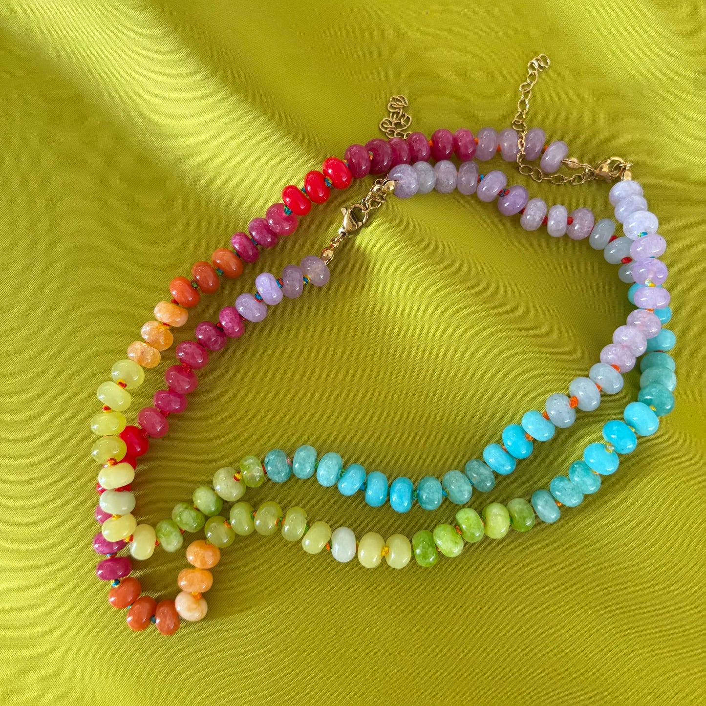 Confetti hand knotted necklace rainbow sold out - this is a preorder ships Aug 1