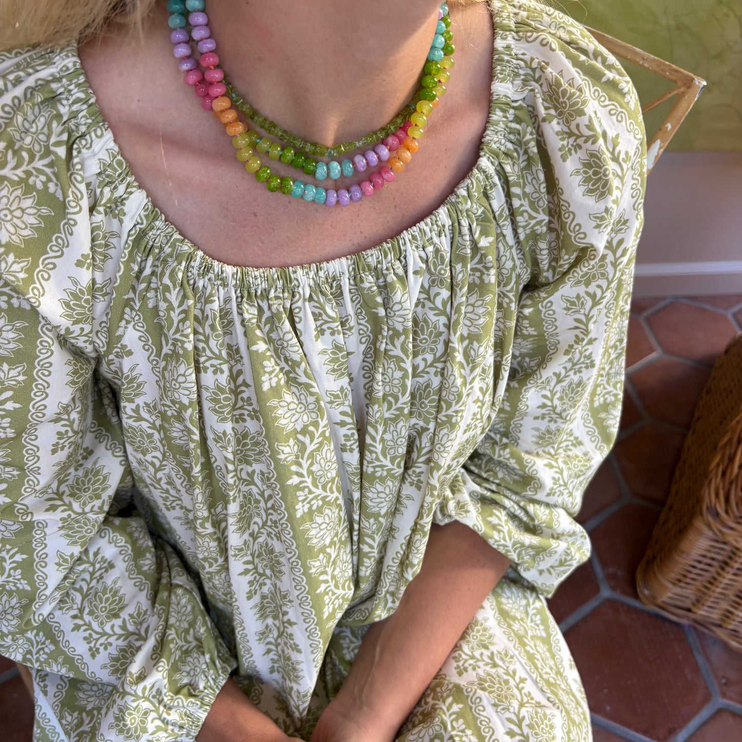 Lolly hand knotted stone necklace