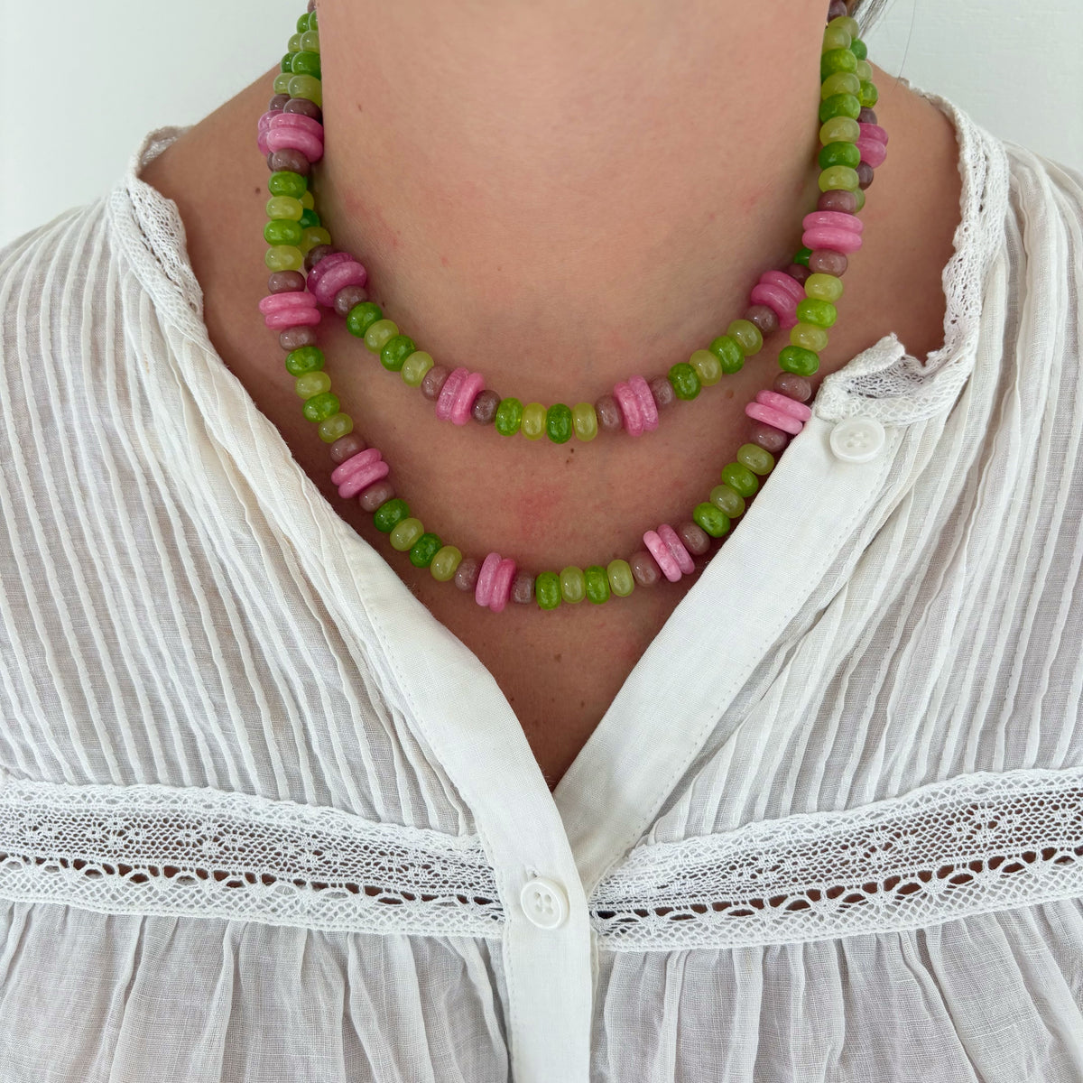 Hattie brown and green necklace