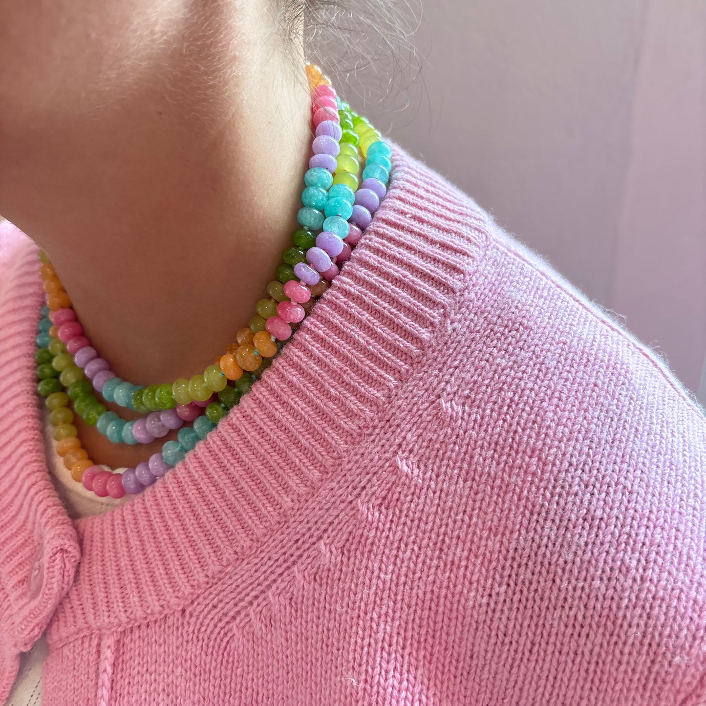 Lolly hand knotted stone necklace