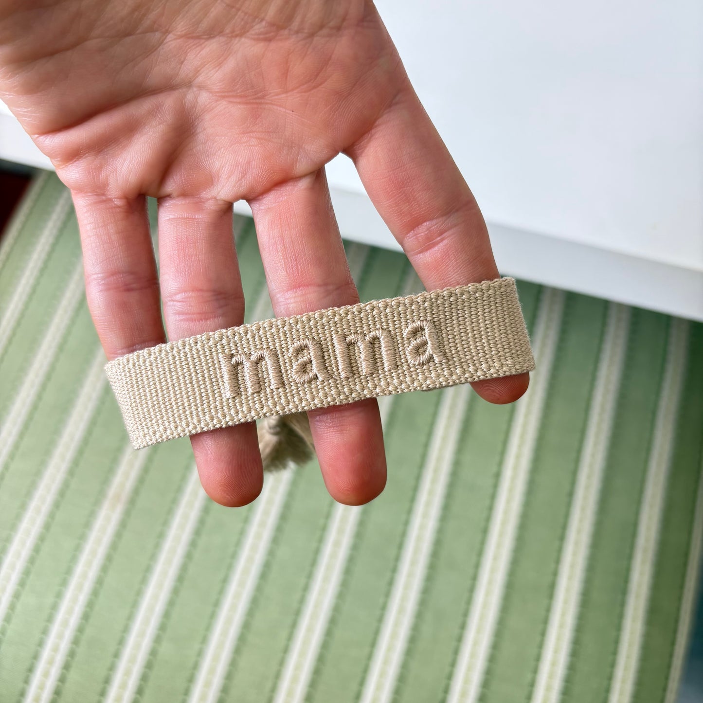 Mama embroidered tassel bracelet