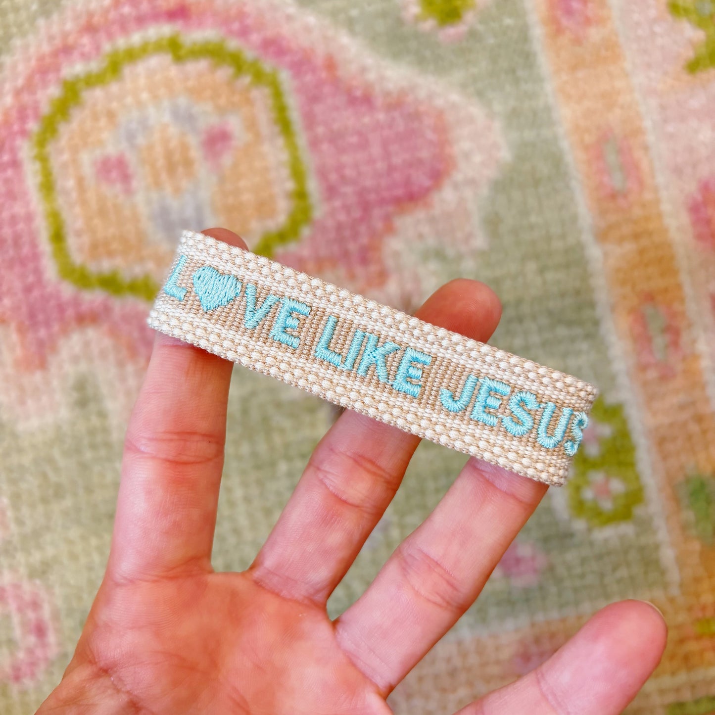 Love like Jesus embroidered tasssl bracelet