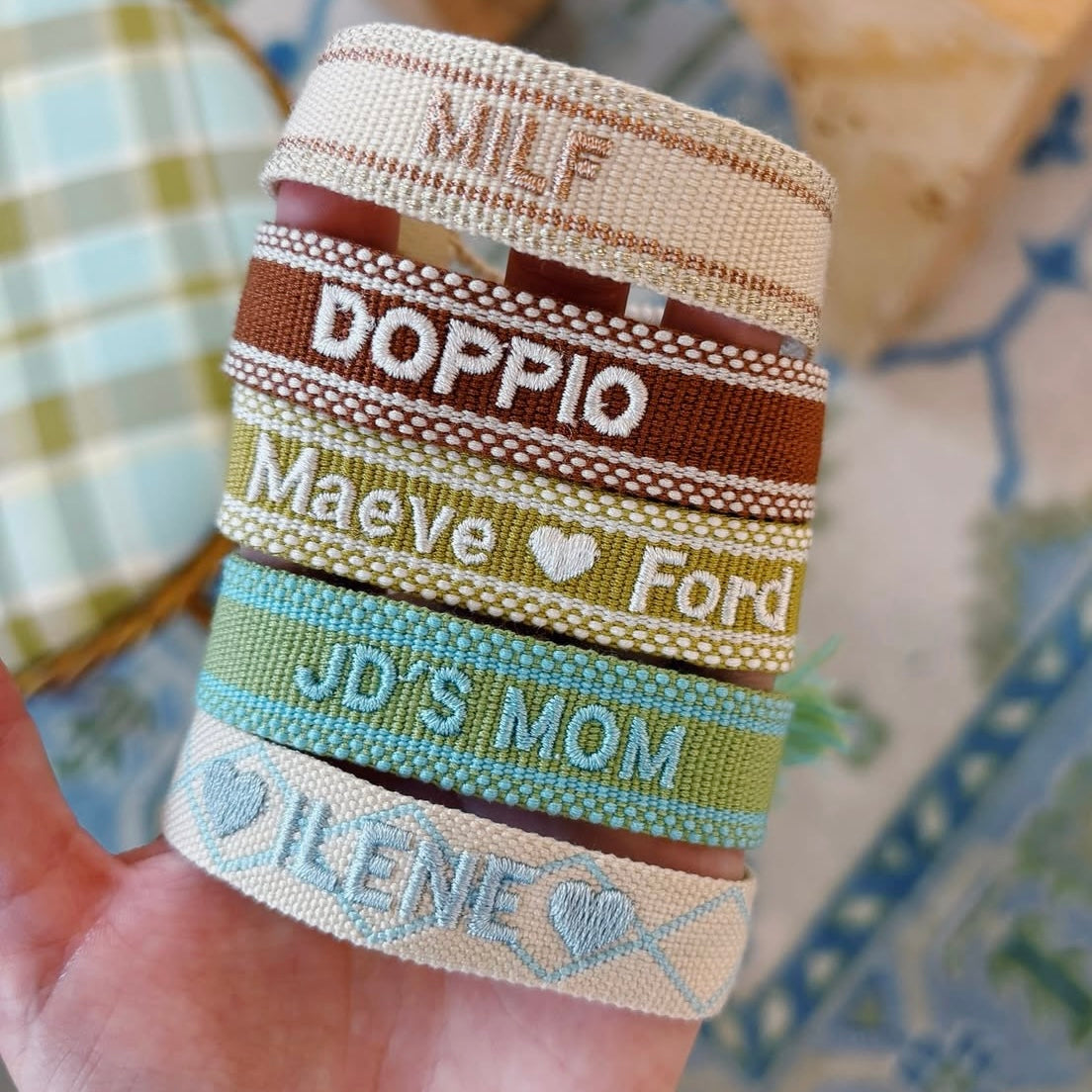 The Kenzie Collective Custom Embroidered Tassel Bracelet PERSONALIZED