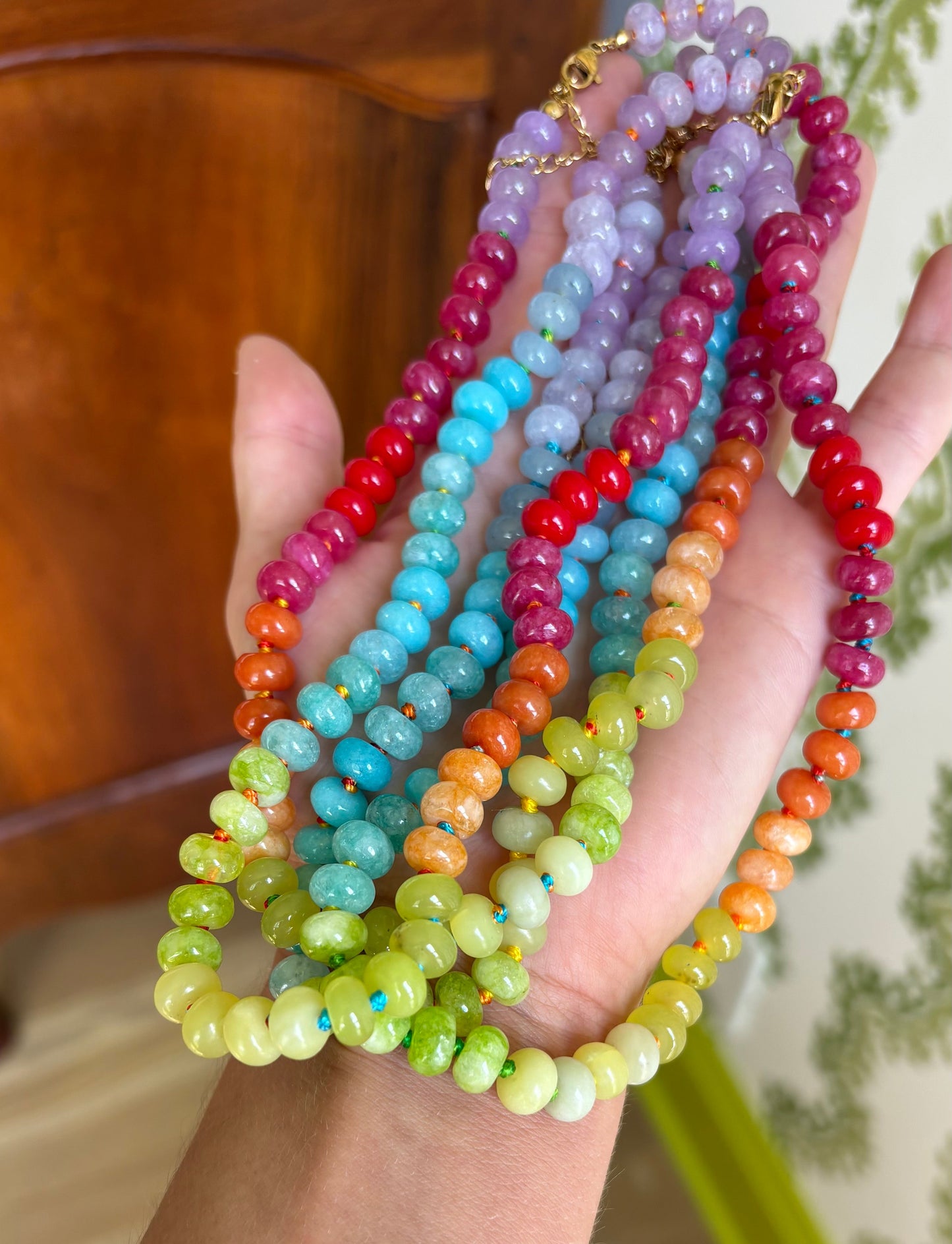 Confetti hand knotted necklace rainbow sold out - this is a preorder ships Aug 1