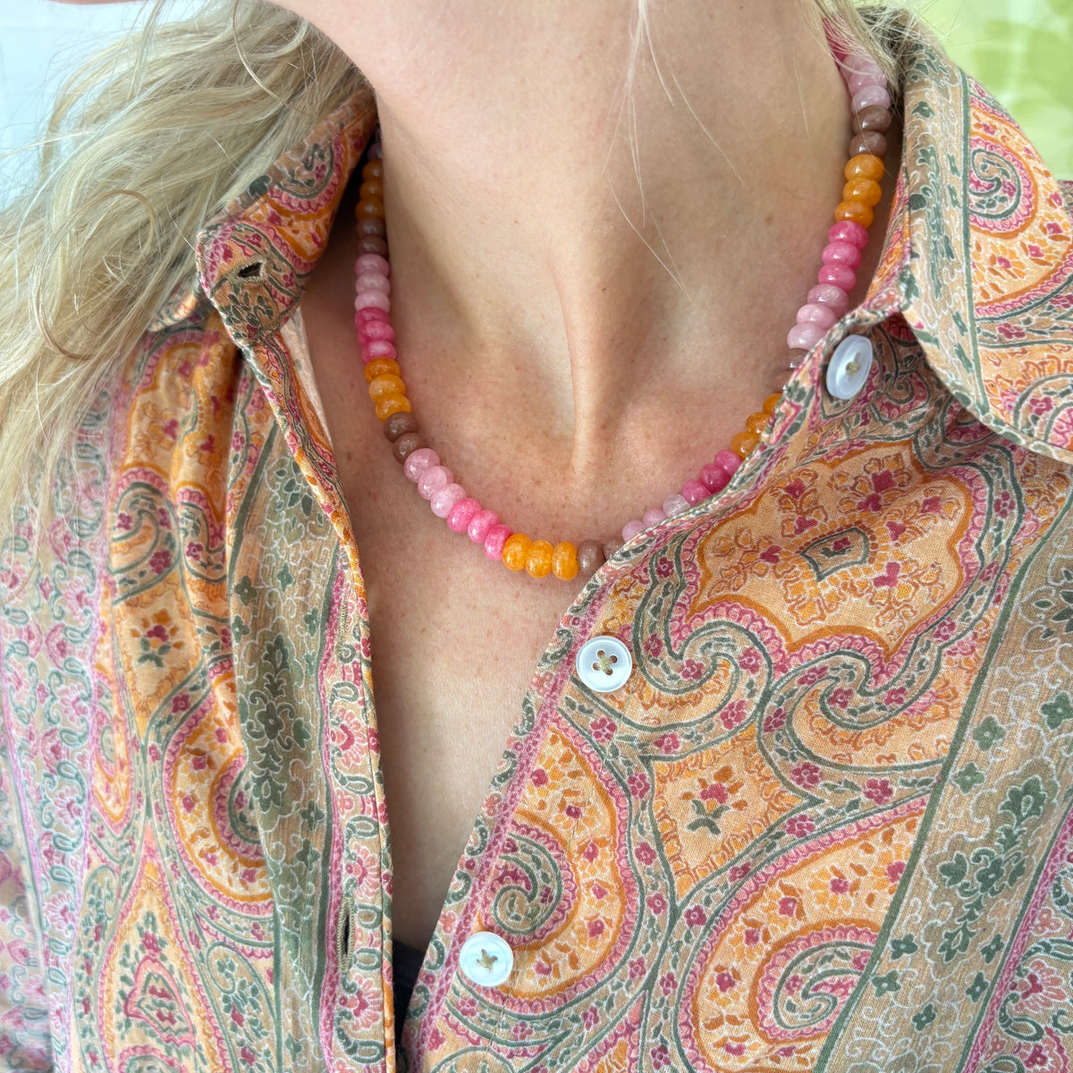 Penelope brown pink and orange necklace