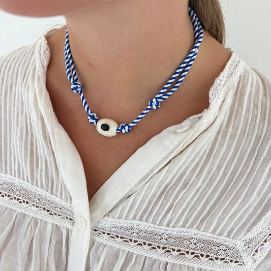 Blue stripe cord necklace game day