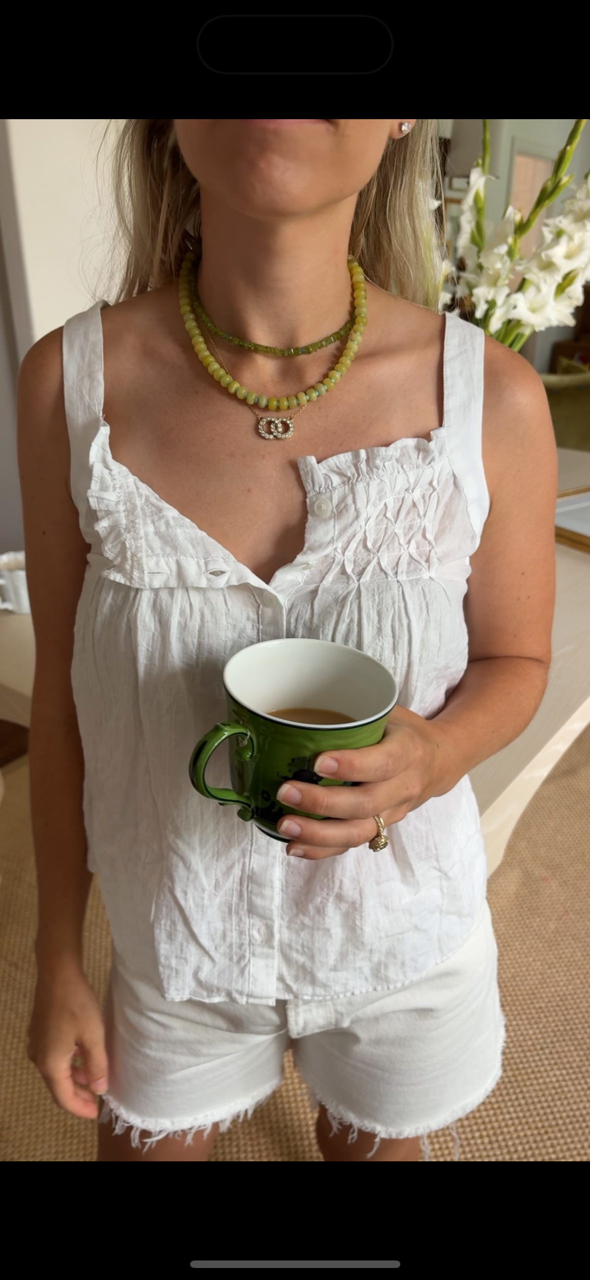 Chartreuse stone necklace with spring ring clasp