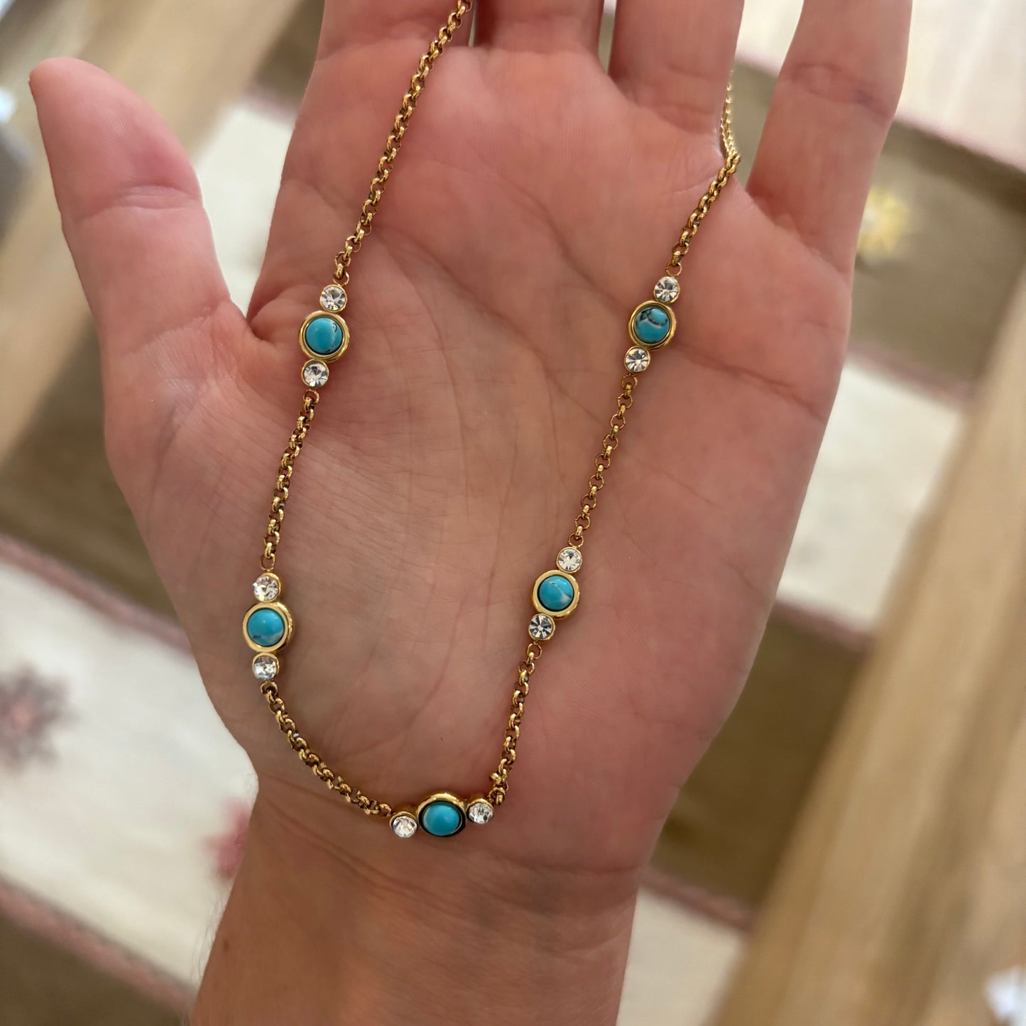 Ophelia turquoise dainty diamond necklace