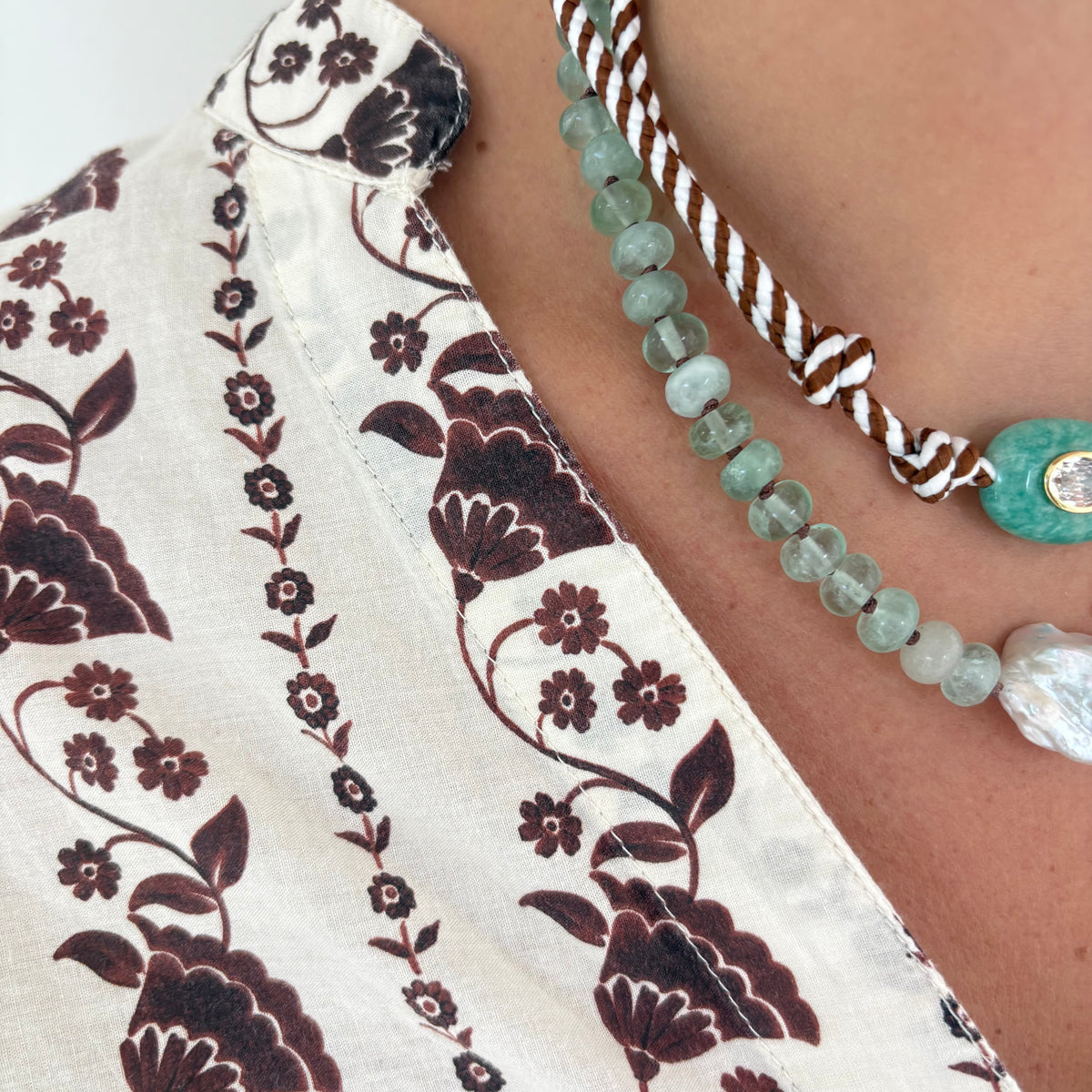 Eloise hand knotted genuine pearl necklace