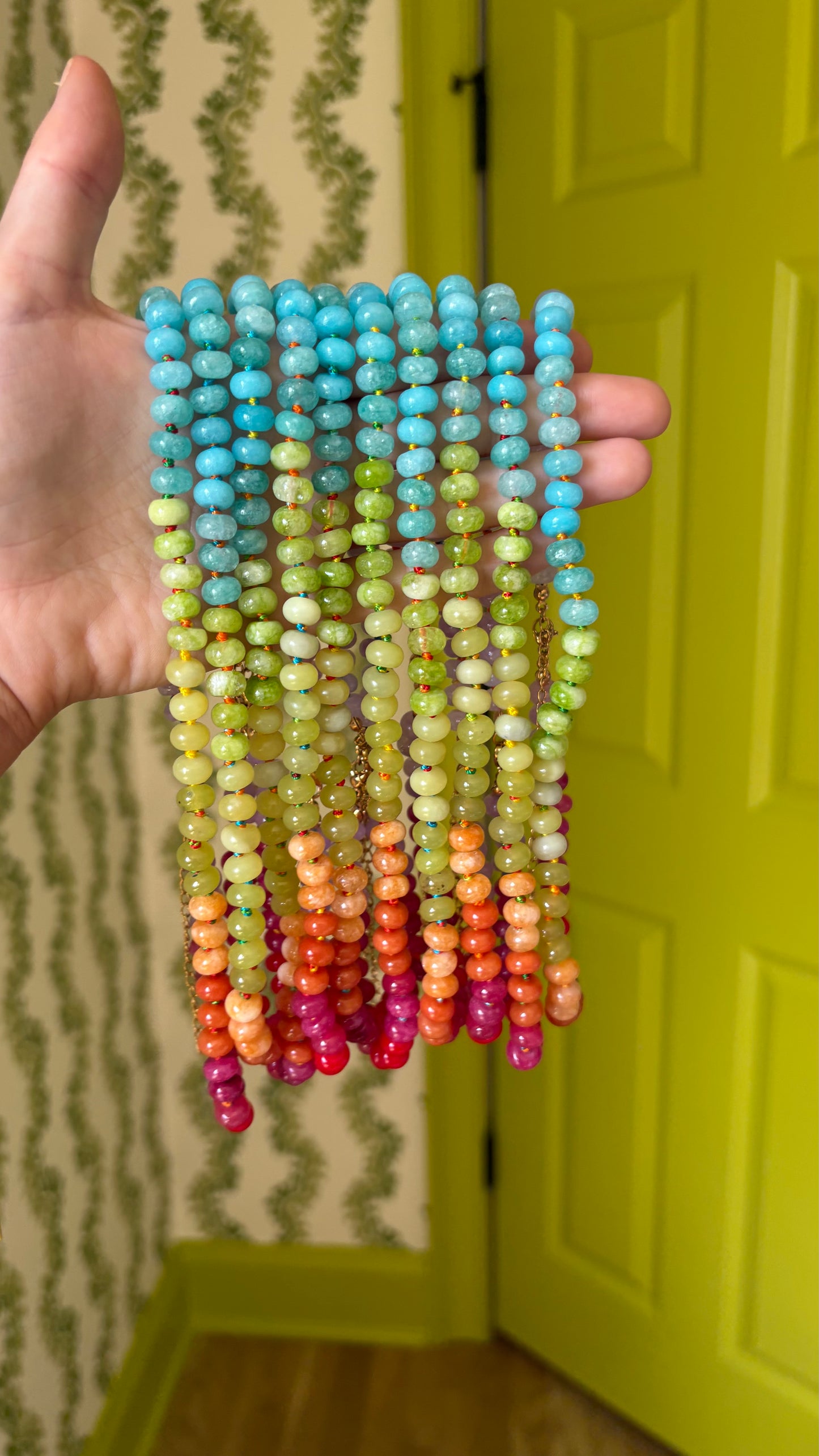 Confetti hand knotted necklace rainbow sold out - this is a preorder ships Aug 1