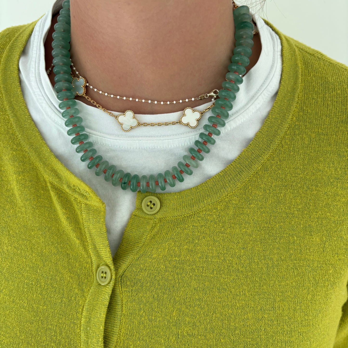 Sophia green glass stone necklace