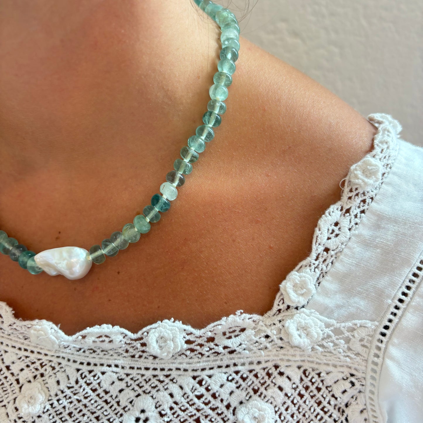 Eloise hand knotted genuine pearl necklace
