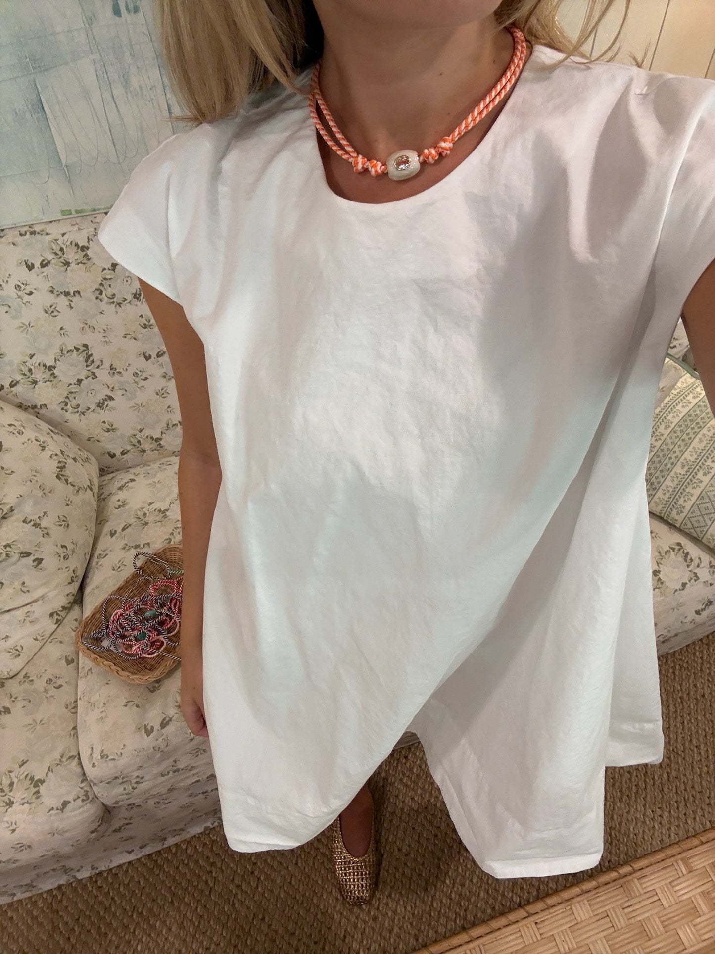 Orange stripe cord game day necklace