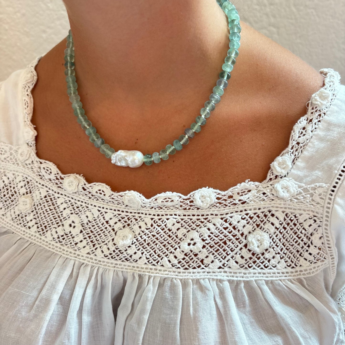 Eloise hand knotted genuine pearl necklace