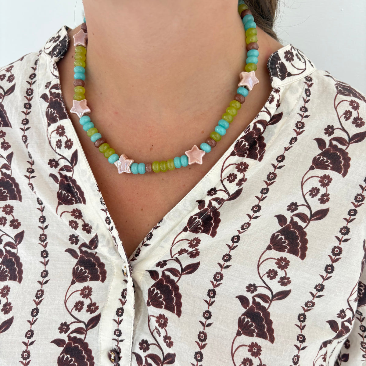 Stella star necklace brown and blue
