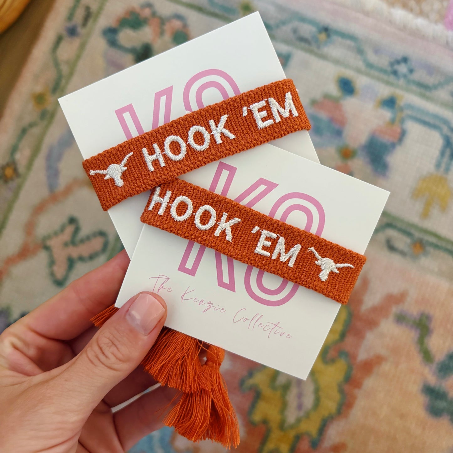 Hook ‘em embroidered tassel bracelet