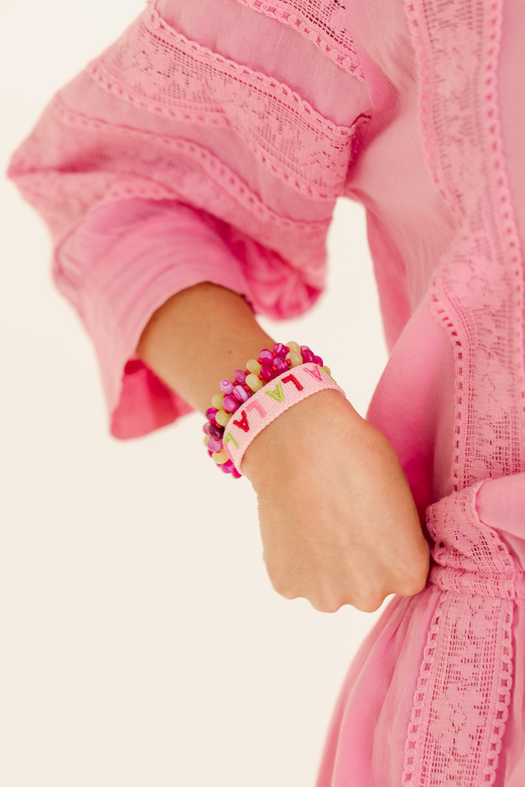 Holly bracelet red, pink & chartreuse stones