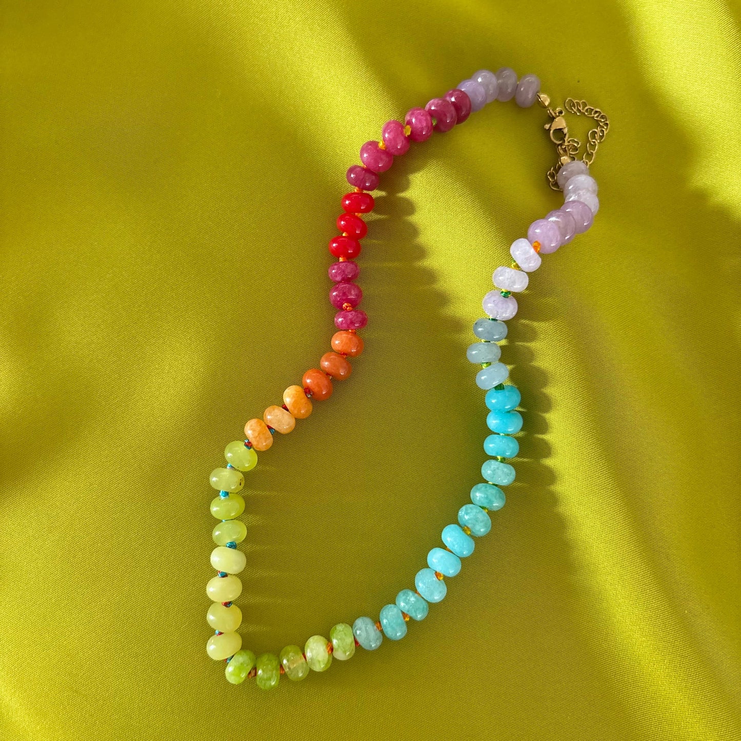 Confetti hand knotted necklace rainbow sold out - this is a preorder ships Aug 1