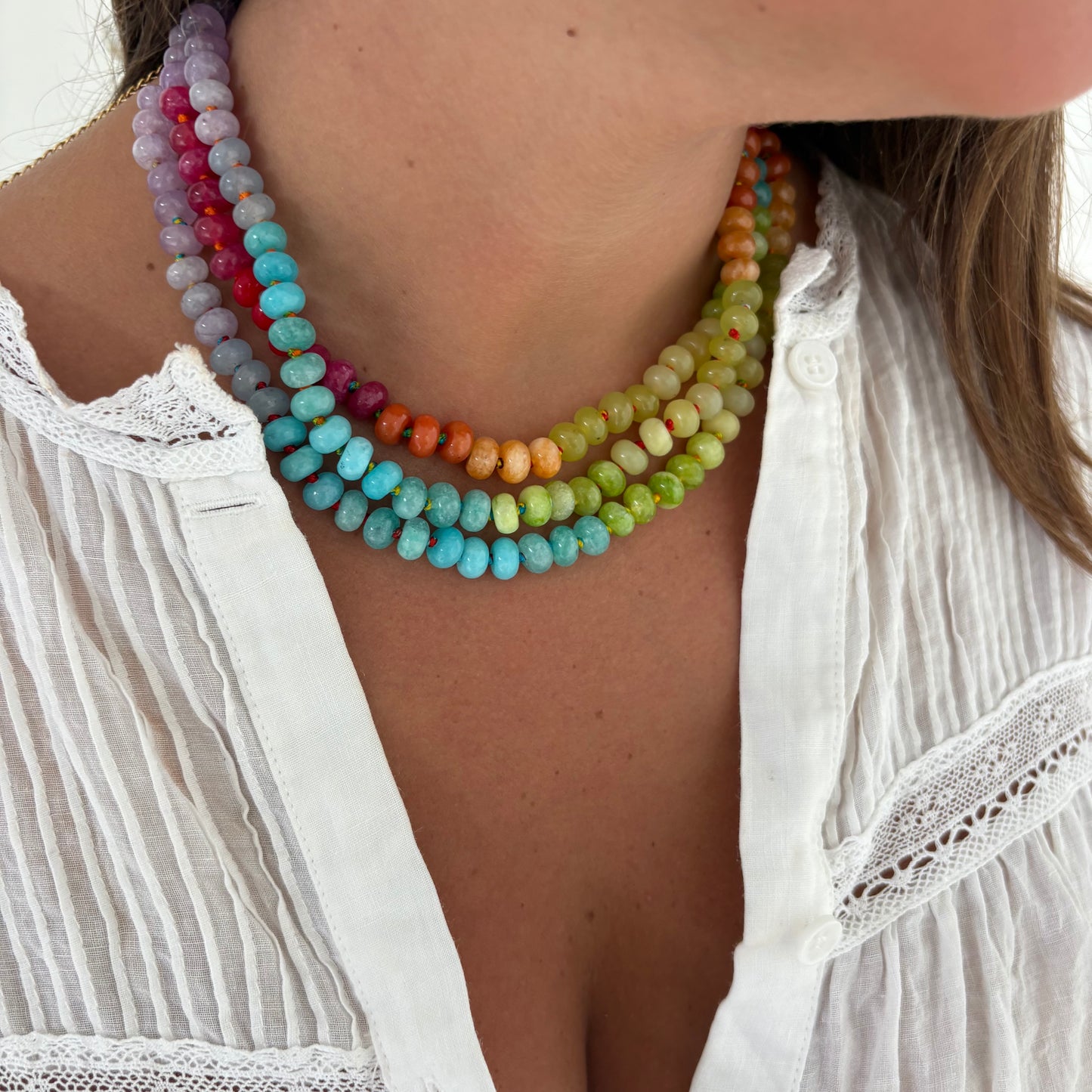 Confetti hand knotted necklace rainbow sold out - this is a preorder ships Aug 1