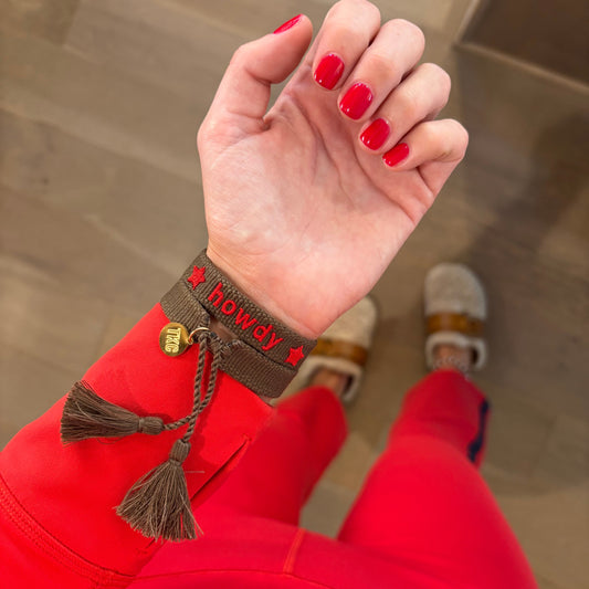 Howdy embrodiered tassel bracelet NEW SKINNY BAND