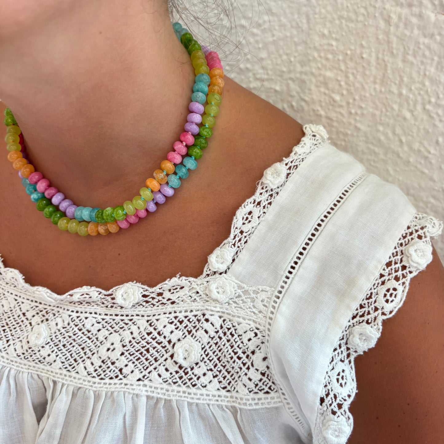 Lolly hand knotted stone necklace