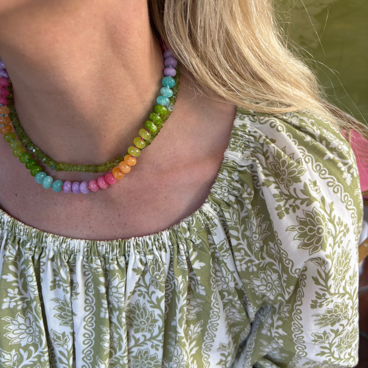 Lolly hand knotted stone necklace