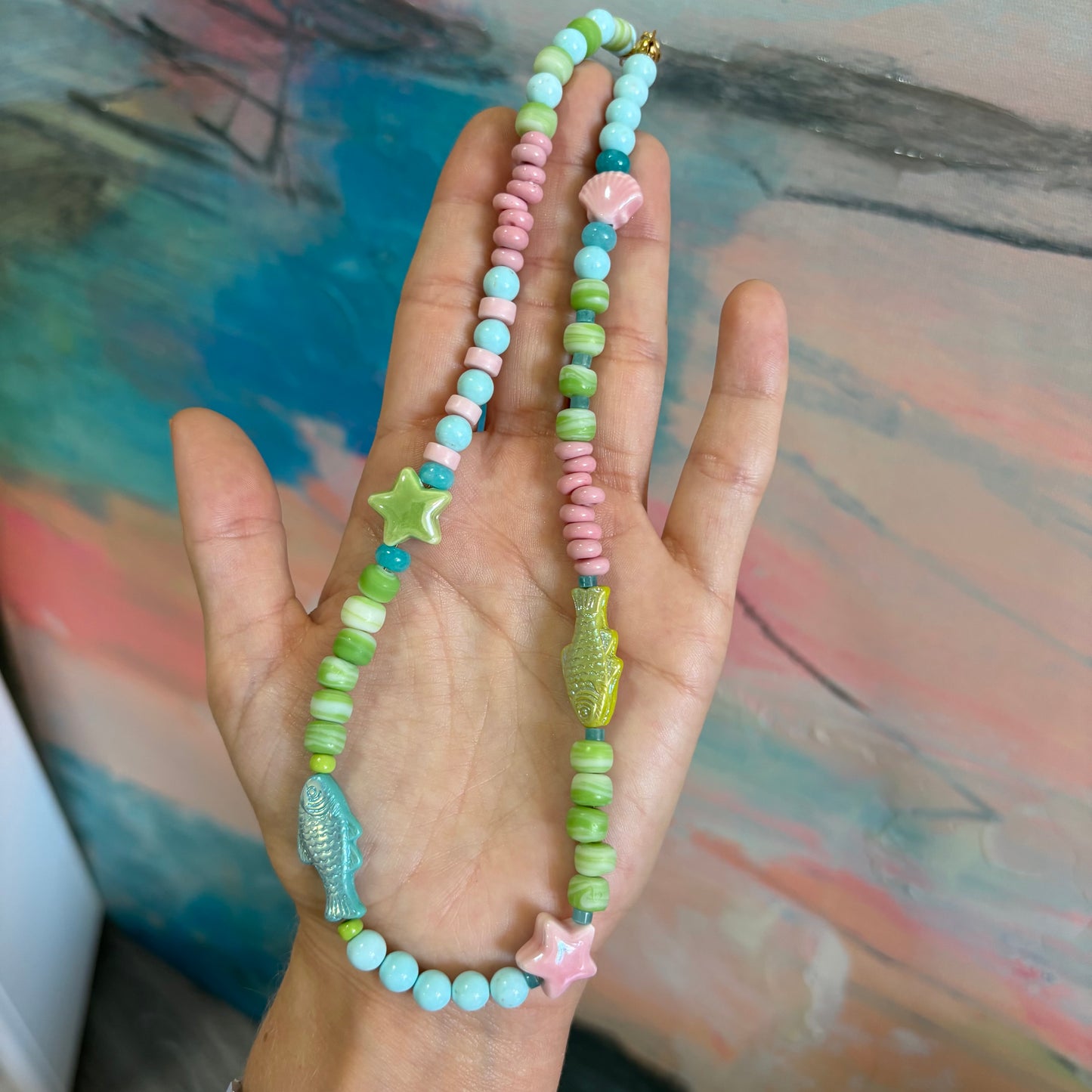 Cotton candy whimsy fish necklace sold out 4x this is a preorder SHIPS JULY 10