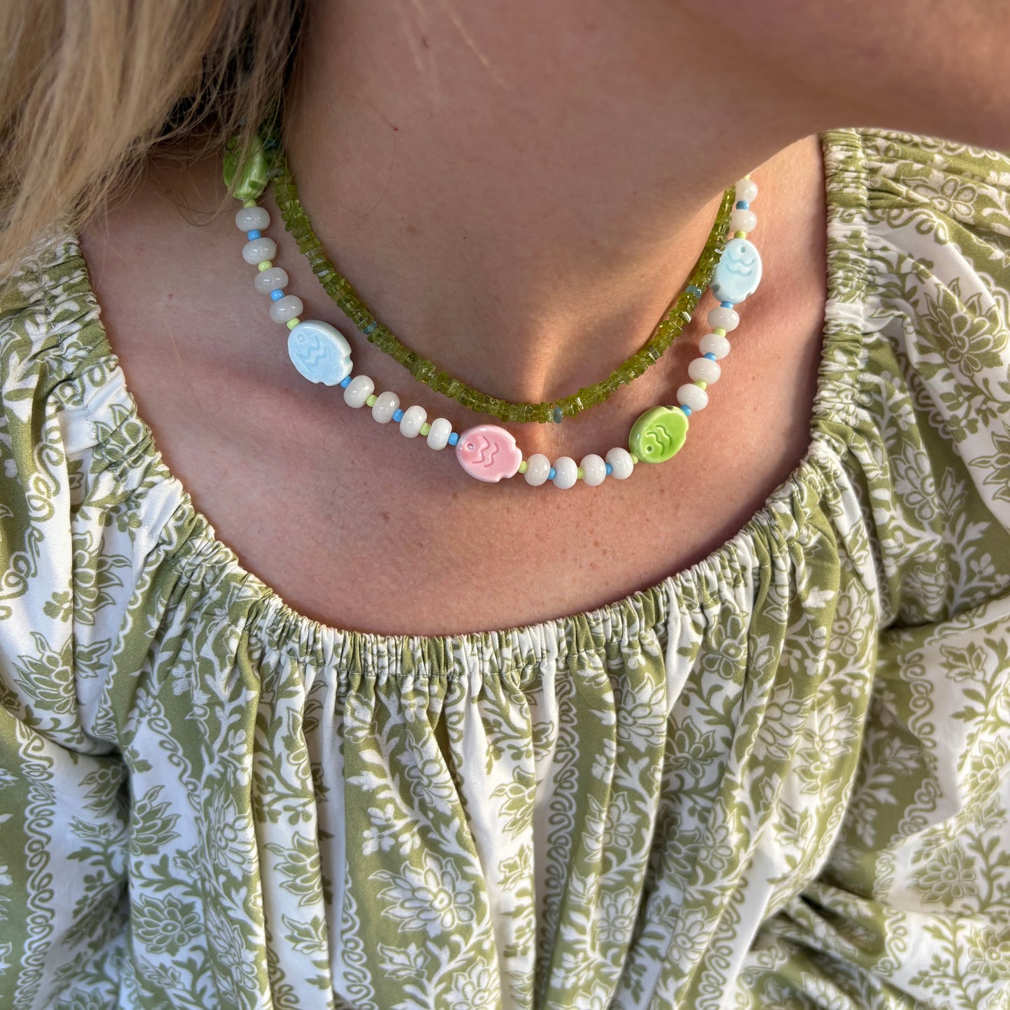 Poppy pastel fish necklace