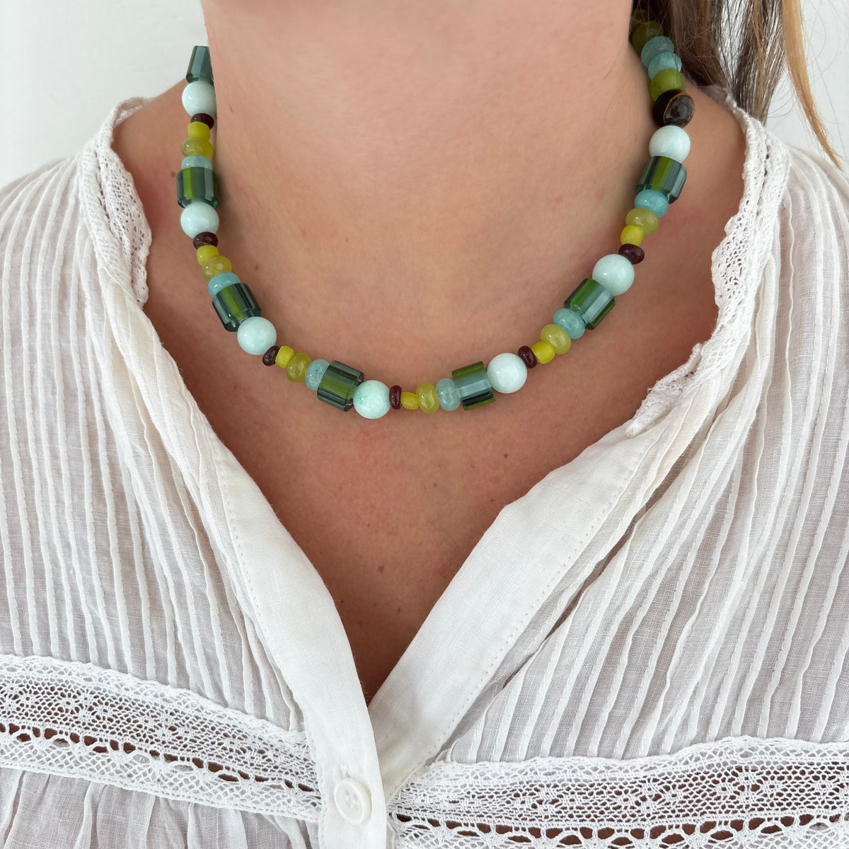 Rosemary blue and green necklace