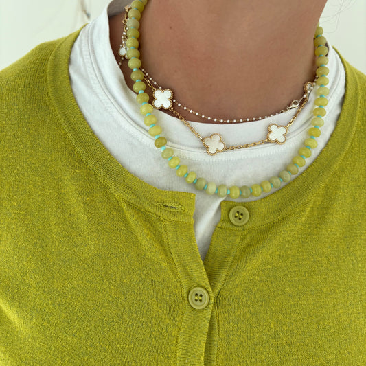 Chartreuse stone necklace with spring ring clasp