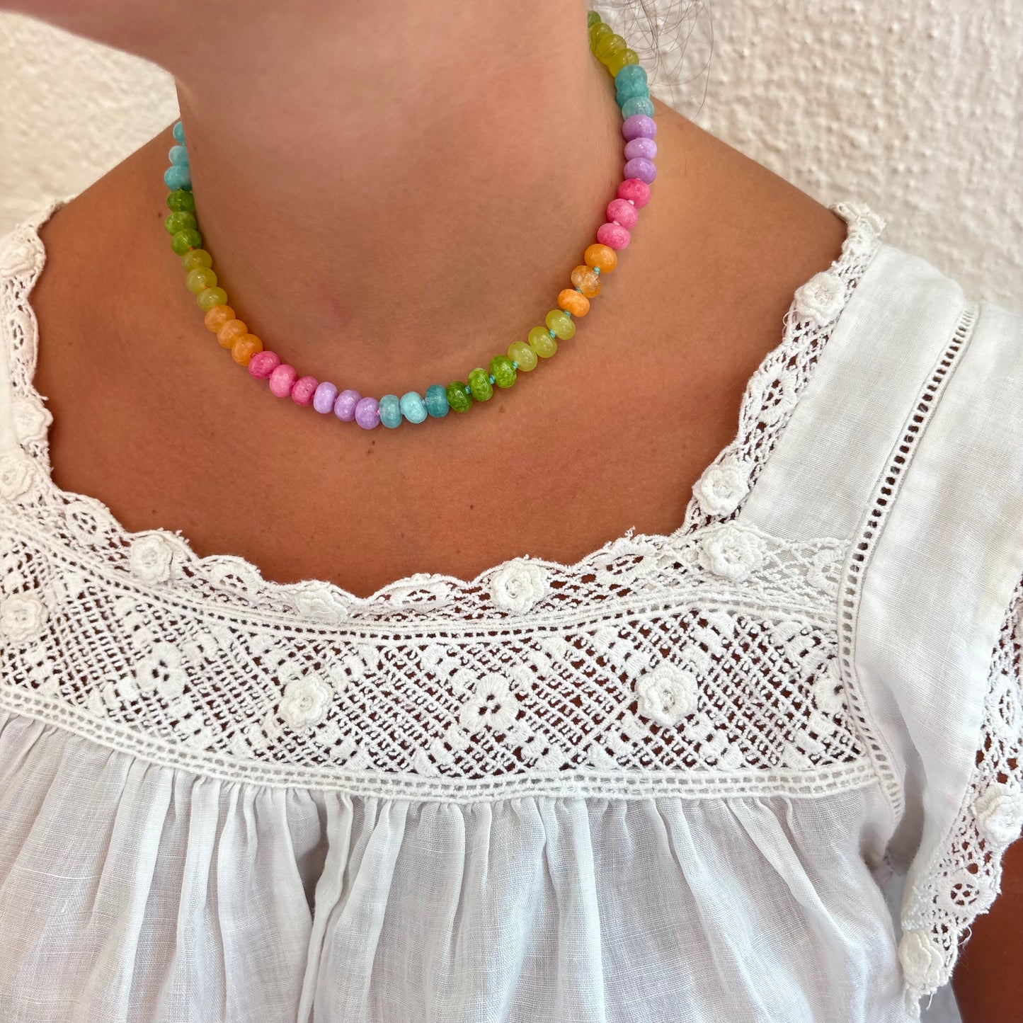 Lolly hand knotted stone necklace