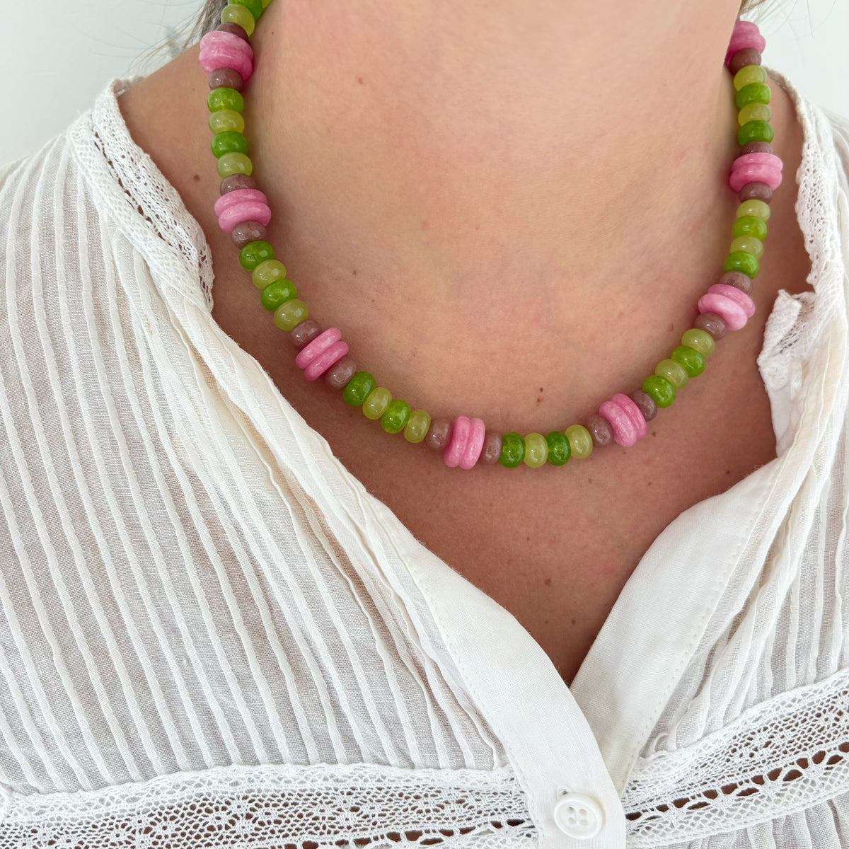 Hattie brown and green necklace