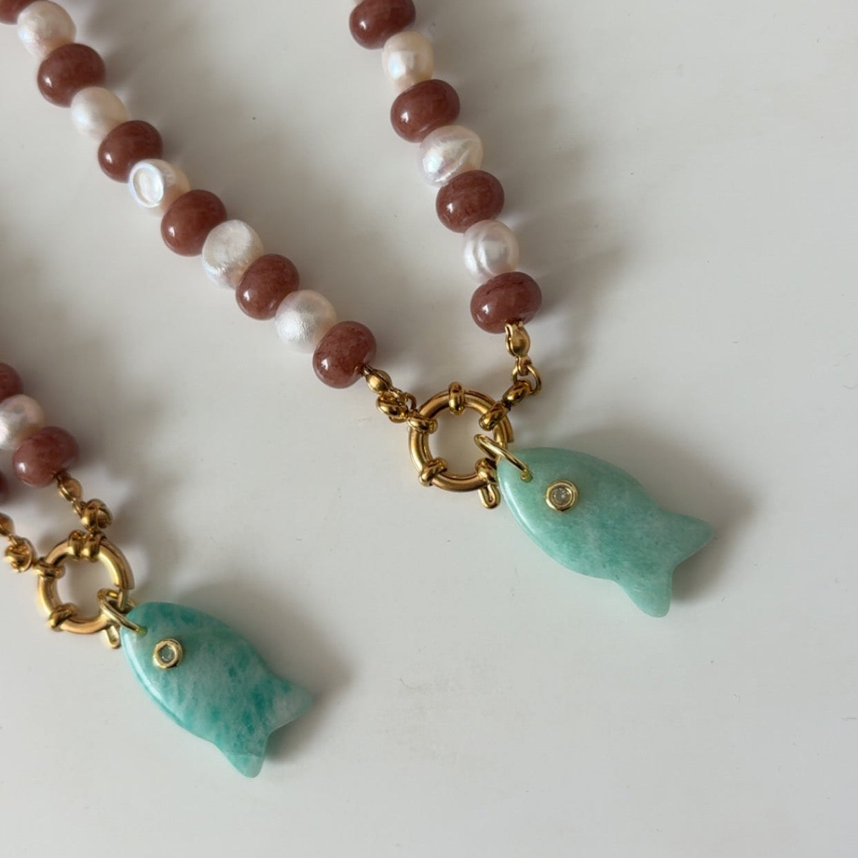 Rosemary pearl necklace with fish charm