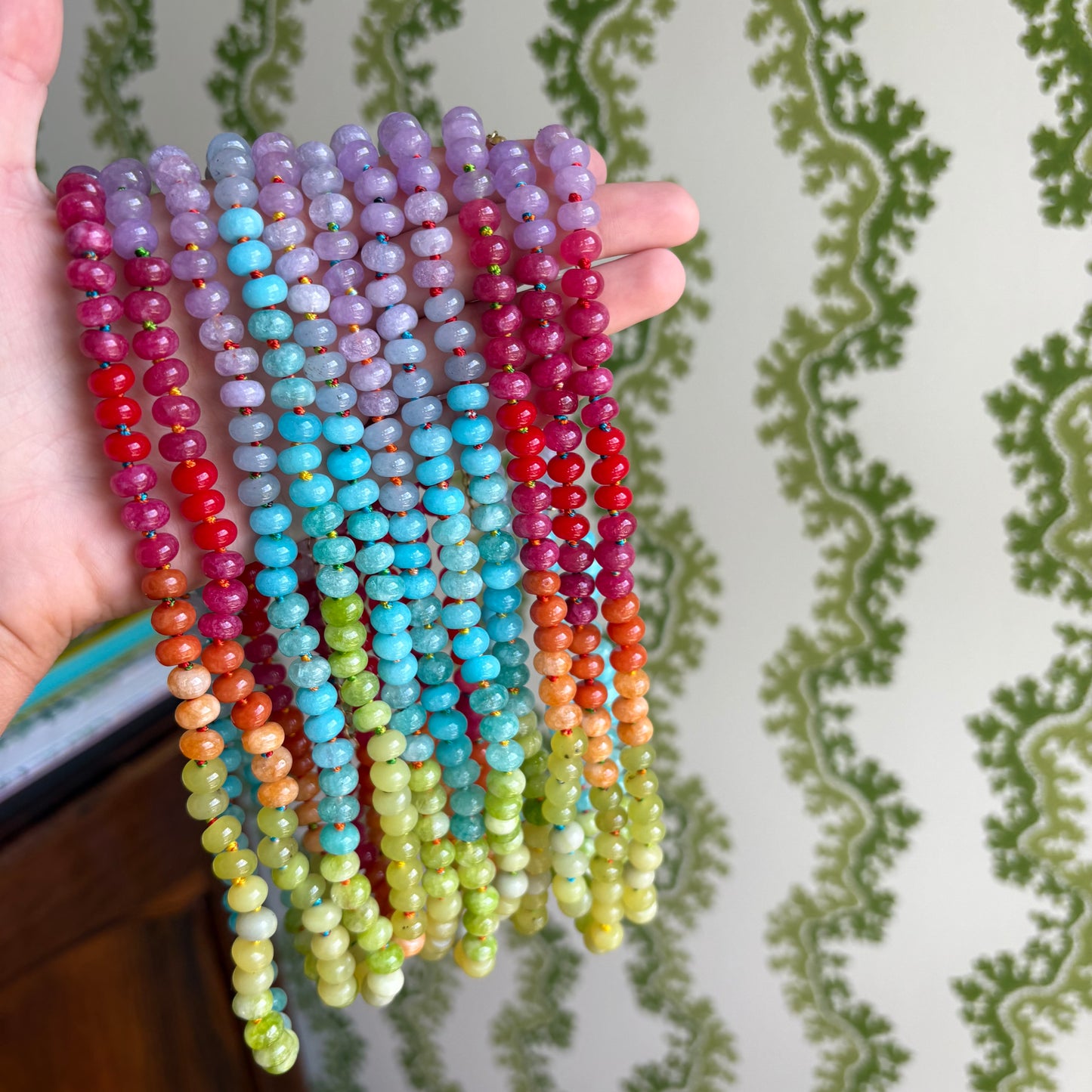 Confetti hand knotted necklace rainbow sold out - this is a preorder ships Aug 1