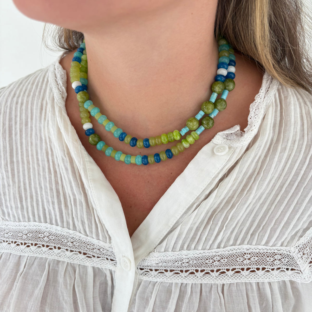 Leila green and blue stone necklace