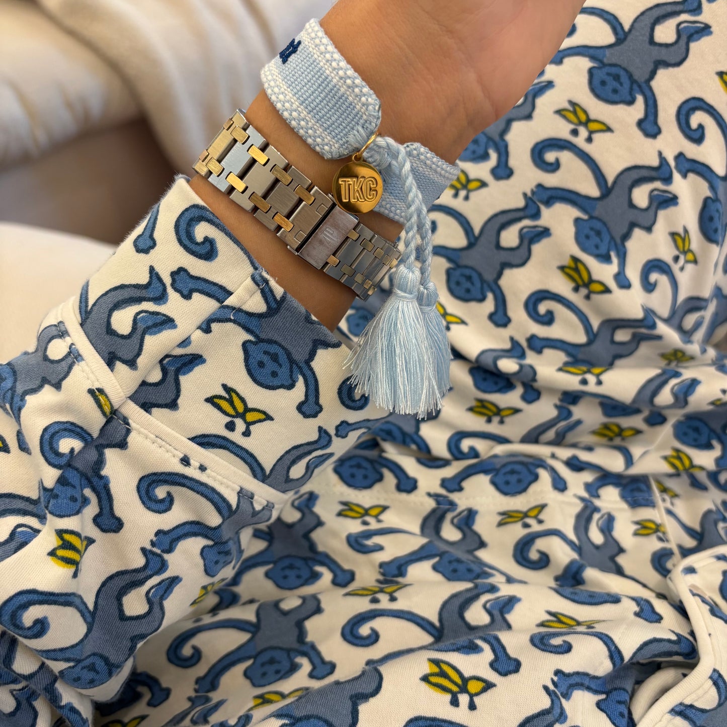 Enjoy every moment embrodiered tassel bracelet