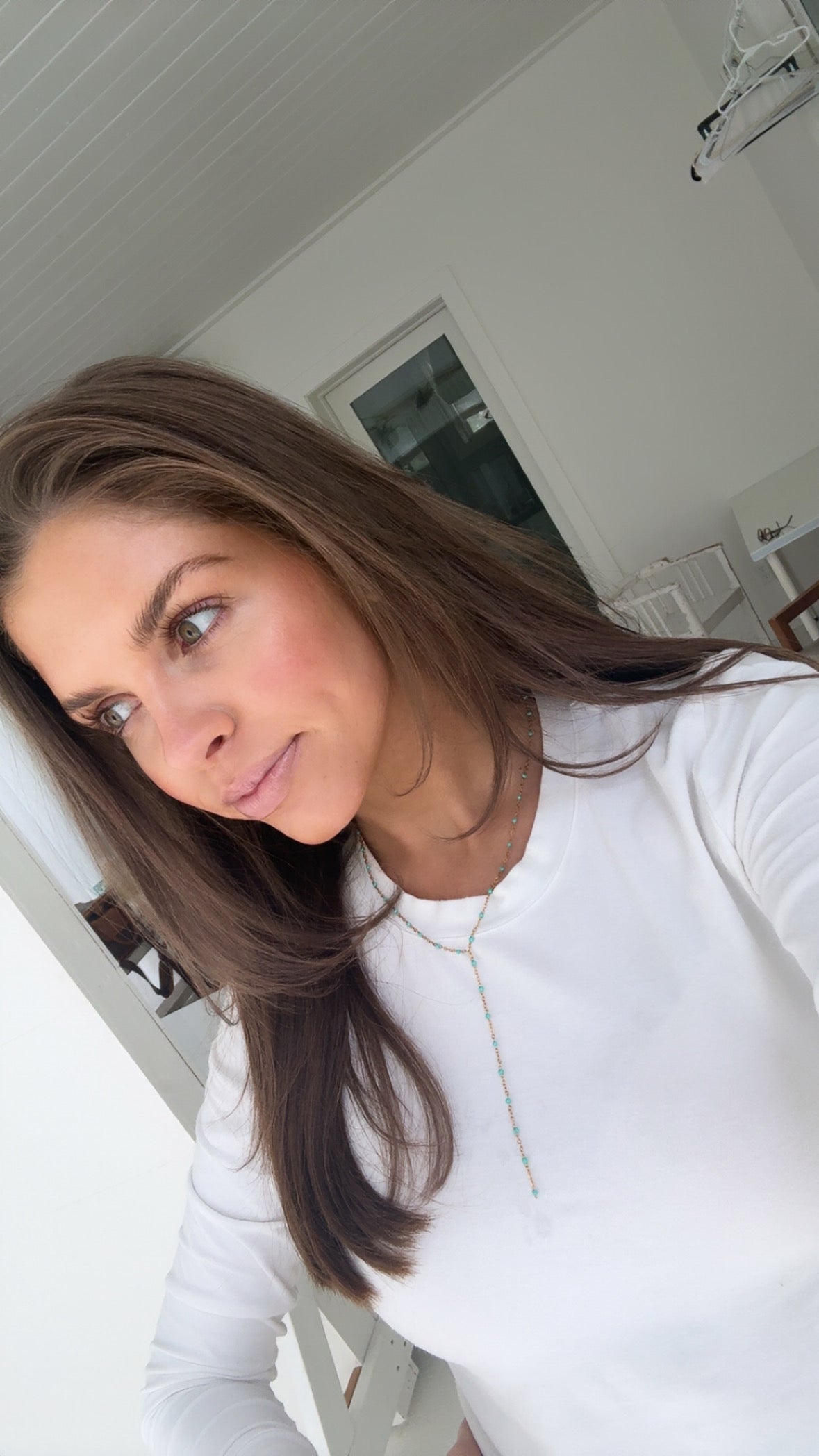 Eliza blue dainty lariat necklace