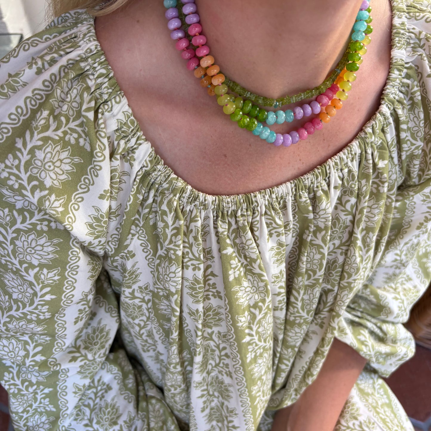 Lolly hand knotted stone necklace
