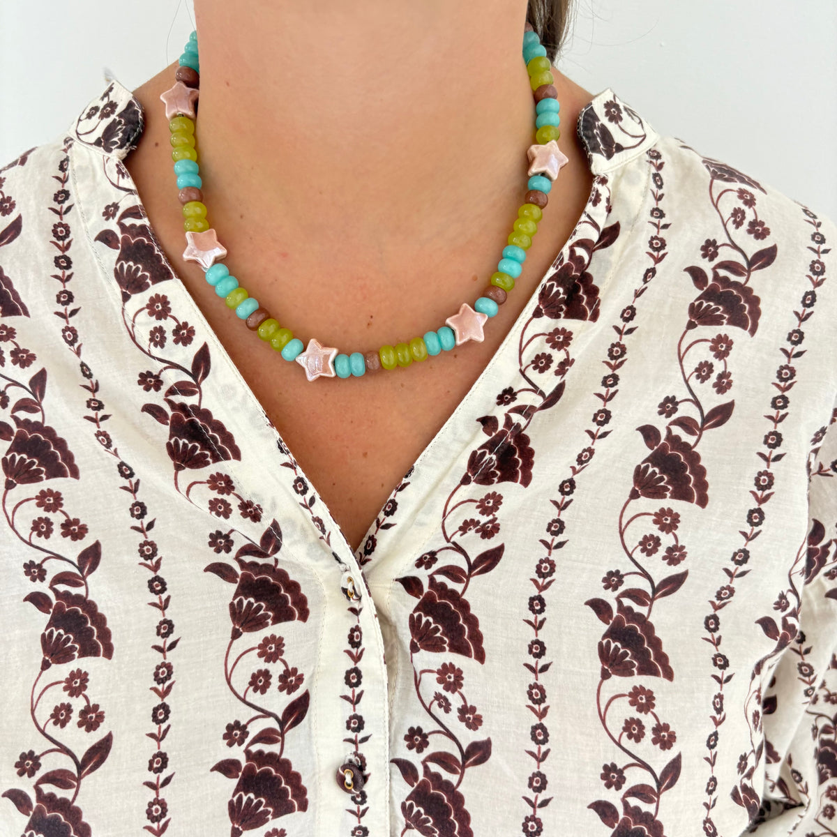 Stella star necklace brown and blue