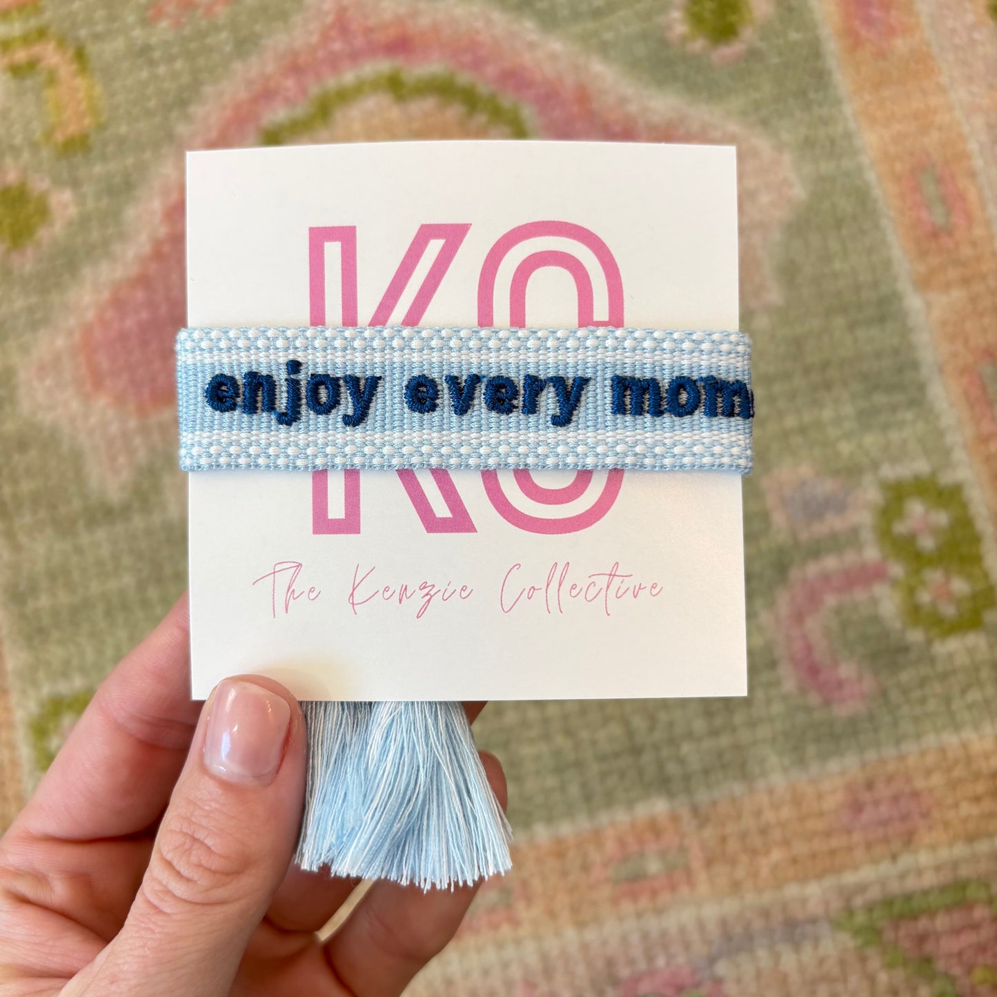 Enjoy every moment embrodiered tassel bracelet