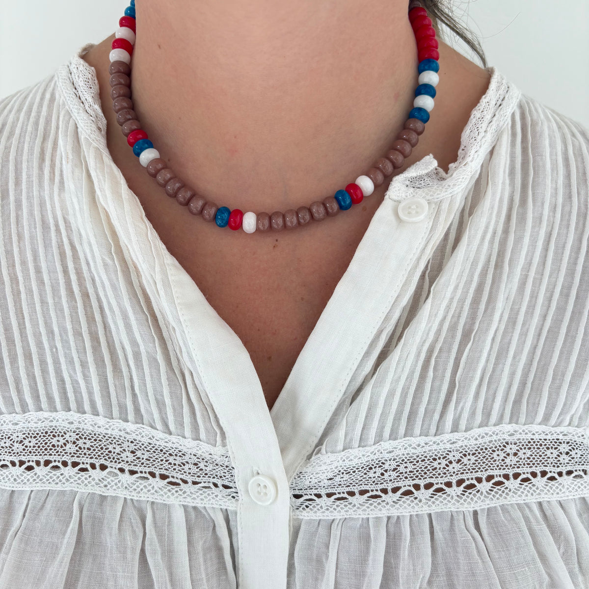 Brown and red stone necklace