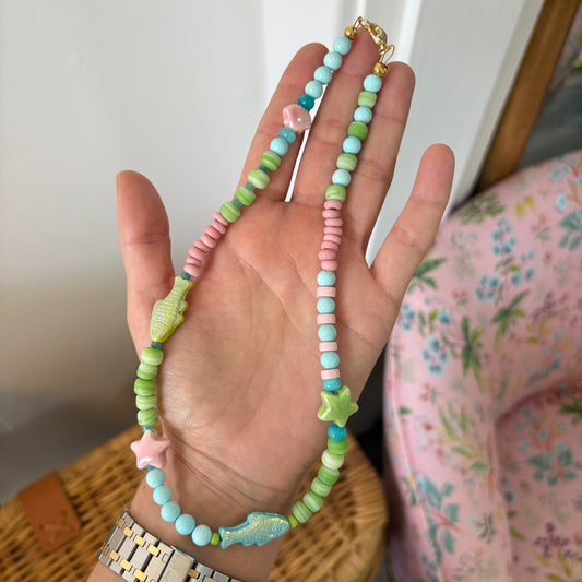 Cotton candy whimsy fish necklace SOLD OUT this is a preorder ships May 25