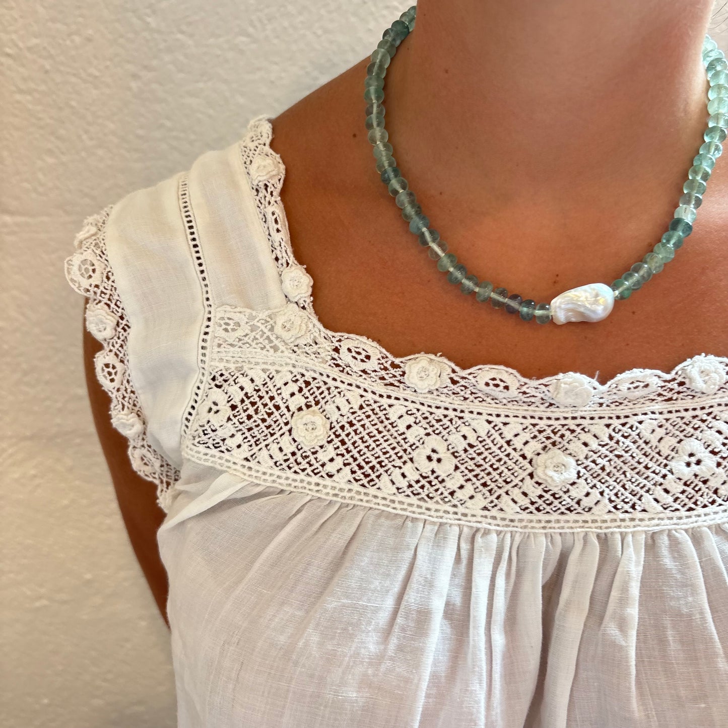 Eloise hand knotted genuine pearl necklace