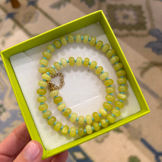 Chartreuse stone necklace with lobster clasp