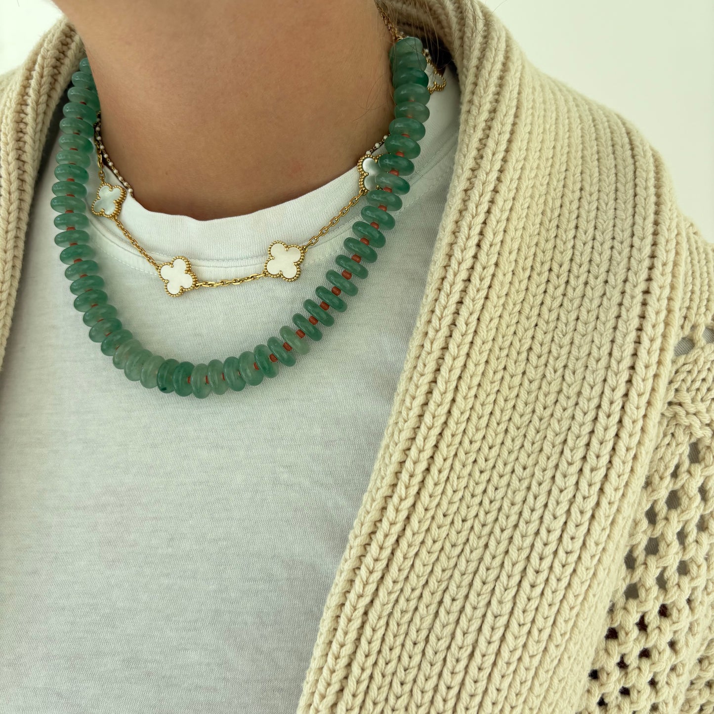Sophia green glass stone necklace